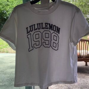 lululemon athletica White Crewneck Tee with Black Outline Graphic